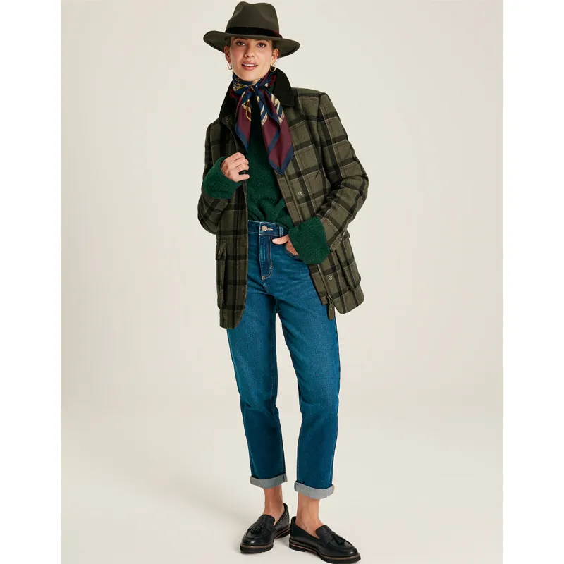 Joules Women's Berkley Tweed Fieldcoat - Green Tweed-4